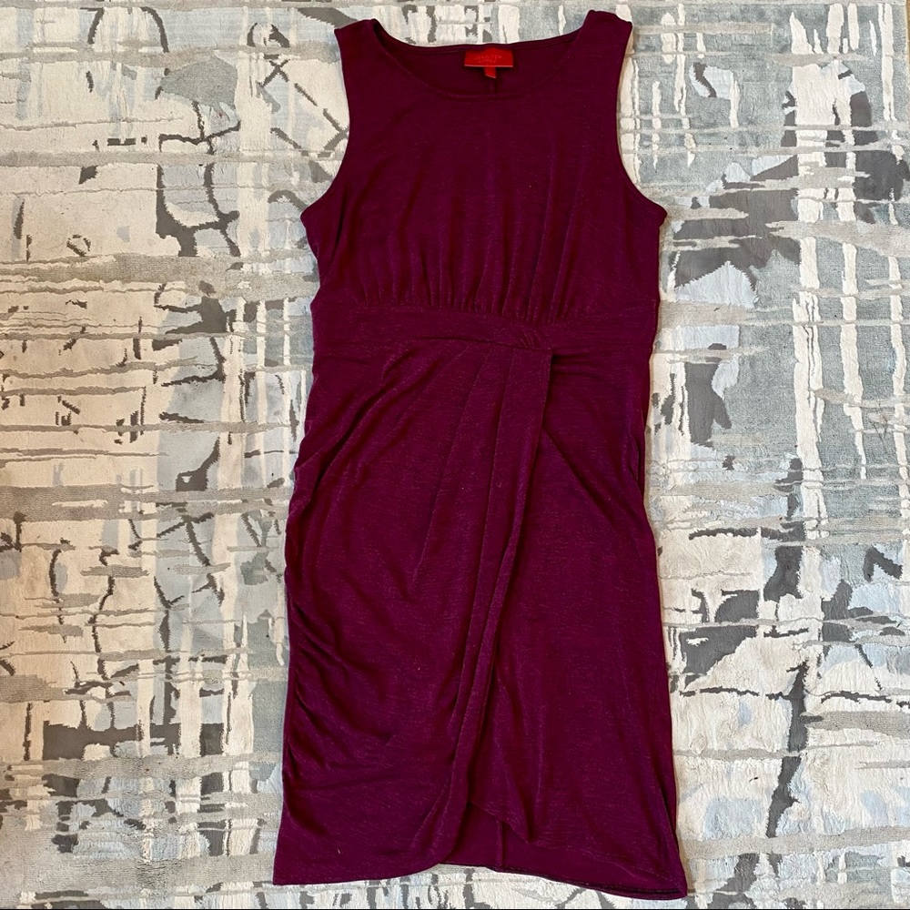 Jennifer Lopez  Sleeveless Pleated Dress - Purple/Maroon Size L